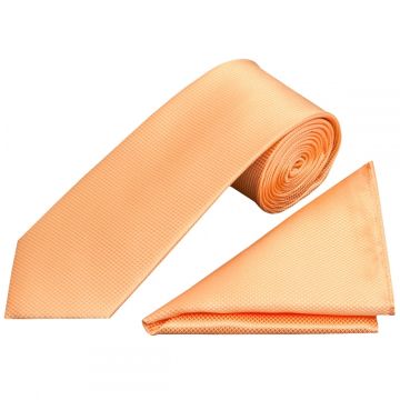 Peach Diamond Classic Men's Tie and Pocket Square Set
