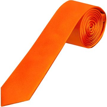 Plain Orange Satin Silk Skinny Men's Tie