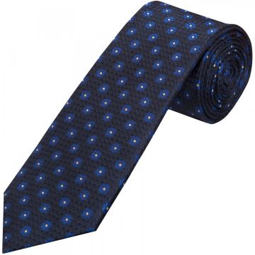Navy with Royal Blue Mini Flower Classic Men's Tie