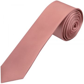 Plain Rose Gold Satin Silk Skinny Men's Tie
