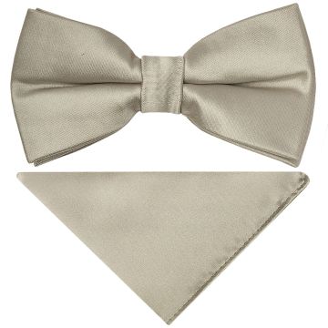 Pre Tied Dusty Sage Satin Boys Bow Tie and Pocket Square Set Age 4-7