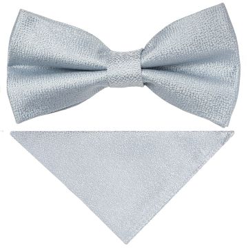 Pre Tied Light Blue Textured Silk Boys Bow Tie and Pocket Square Set Age 4-7