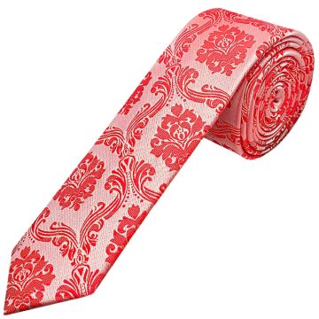 Bright Red Paisley Skinny Men's Tie