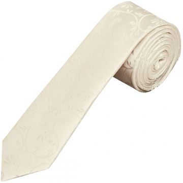 Ivory Floral Skinny Men's Tie