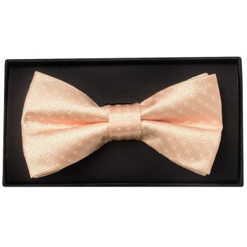 Handmade Peach And White Polka Dot Mens Bow Tie