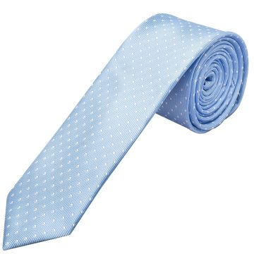 Light Blue and White Polka Dot Skinny Boys Tie