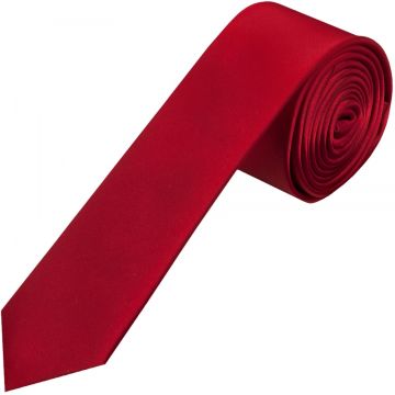 Plain Scarlet Red Satin Silk Skinny Men's Tie