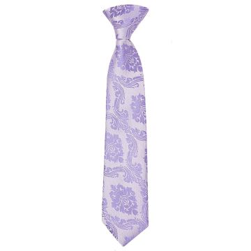 Pre Tied Lilac Paisley Boys Tie Age 4-7
