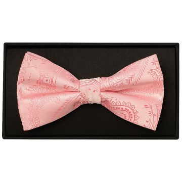 Light Pink Paisley Handmade Mens Bow Tie