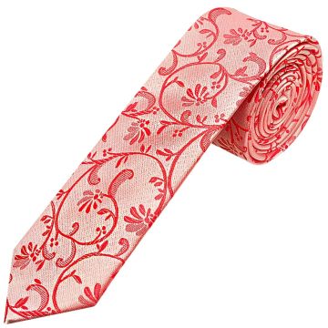 Coral Pink Floral Skinny Men's Tie