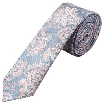Blue and Pink Paisley Skinny Men's Tie