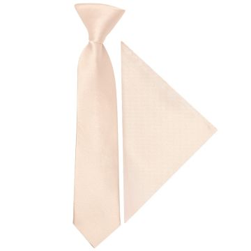 Pre Tied Blush Satin Boys Tie and Pocket Square Set Age 4-7