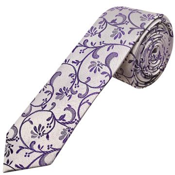 Purple Floral Skinny Men's Tie