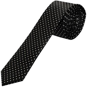 Black and White Polka Dot Skinny Men's Tie
