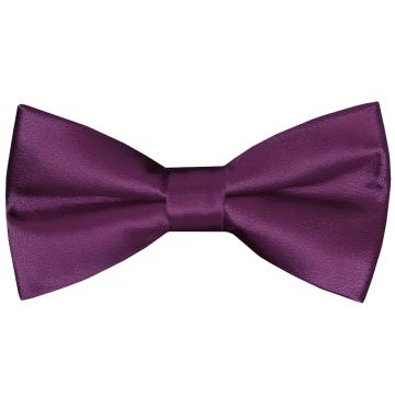 Pre Tied Plum Satin Boys Bow Tie Age 18 Months - 3 Years