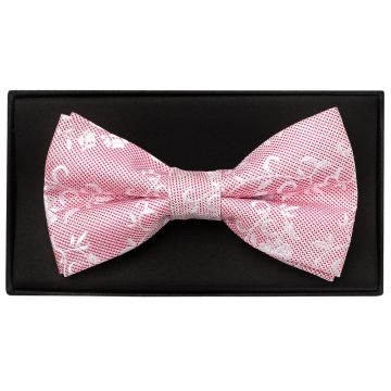 Pink and White Floral Handmade Mens Bow Tie