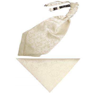 Ivory Floral Men's Cravat Tie and Pocket Square Set