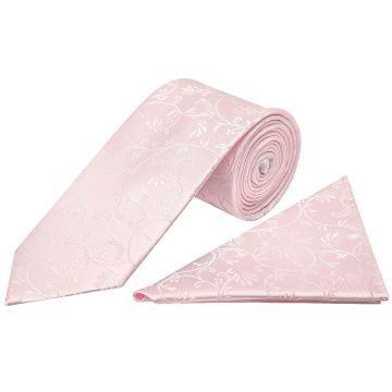 Blush Pink Floral Classic Men's Tie and Pocket Square Set