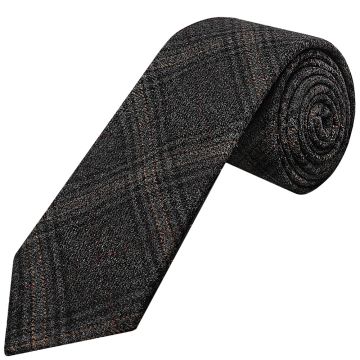 Dark Grey Check Tweed Classic Men's Tie