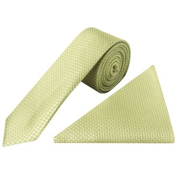 Sage Green Textured Skinny Tie and Pocket Square Set