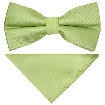 Pre Tied Light Sage Boys Bow Tie and Pocket Square Set Age 4-7
