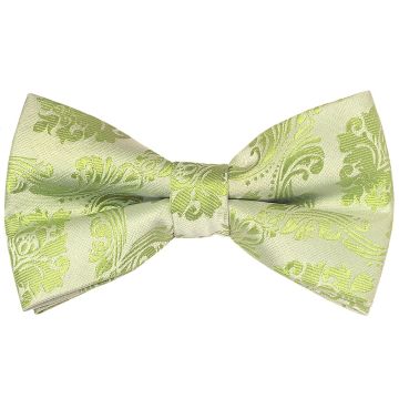 Pre Tied Sage Green Paisley Boys Bow Tie Age 18 Months-3 Years