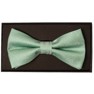 Plain Green Textured Silk Mens Bow Tie