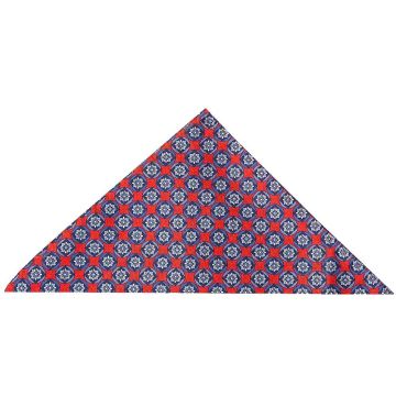 Red with Blue Geo Silk Pocket Square