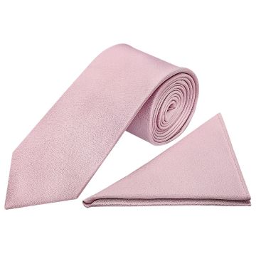 Plain Lilac Pink Silk Classic Men's Tie and Pocket Square Set