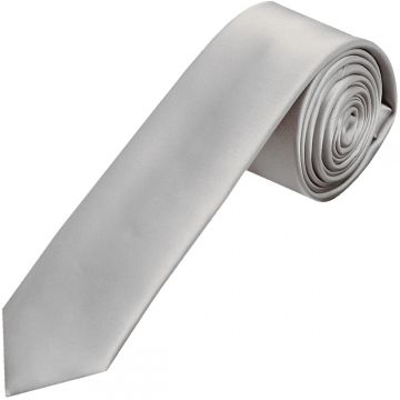 Silver Satin Skinny Boys Tie