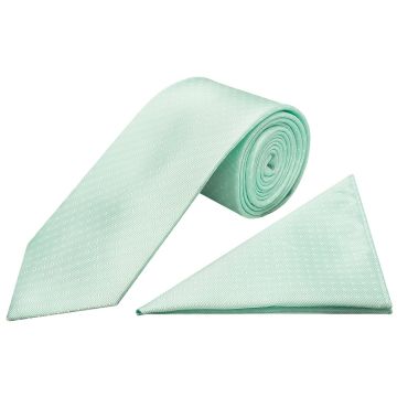 Mint Polka Dot Classic Men's Tie and Pocket Square Set