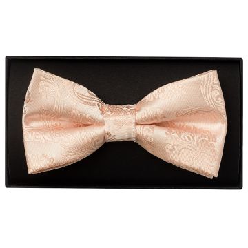 Light Peach Paisley Handmade Mens Bow Tie