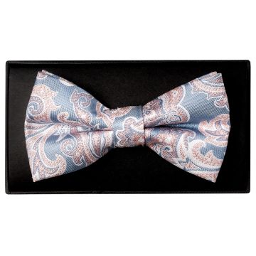 Blue and Pink Paisley Handmade Mens Bow Tie 