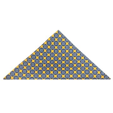 Yellow with Blue Geo Silk Pocket Square