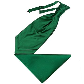Forest Green Satin Men's Cravat Tie and Pocket Square Set