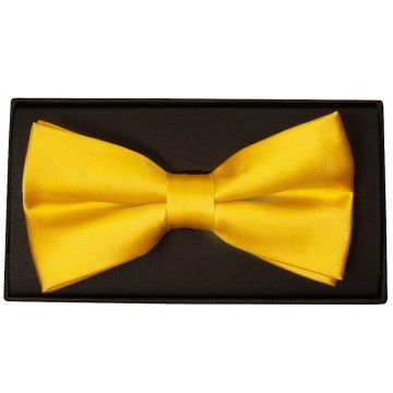 Plain Bright Yellow Satin Silk Mens Bow Tie