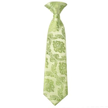 Pre Tied Sage Green Paisley Boys Tie Age 4-7