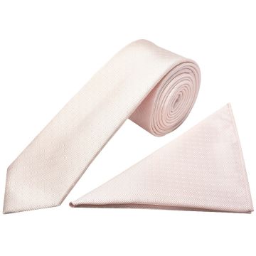 Blush Polka Dot Skinny Men's Tie Pocket Square Set