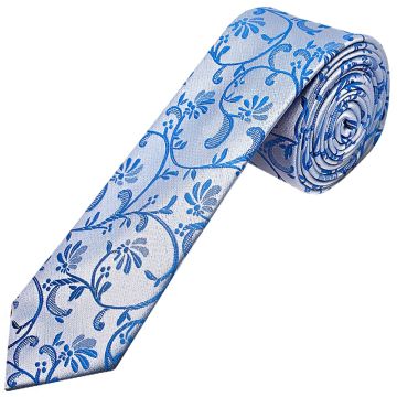 Royal Blue Floral Skinny Men's Tie