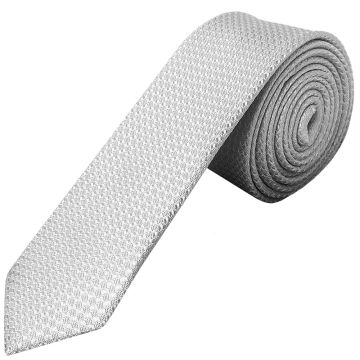 Silver Textured Skinny Tie 