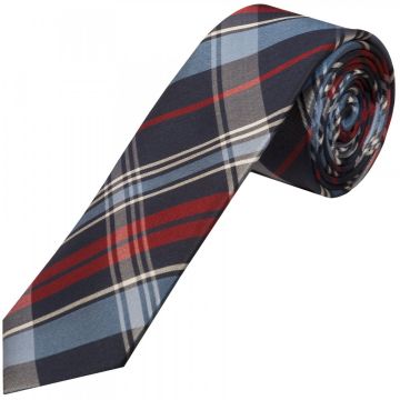 Navy Check Silk Skinny Men's Tie