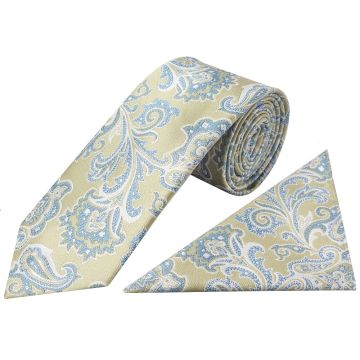 Green and Blue Paisley Classic Men's Tie and Pocket Square Set