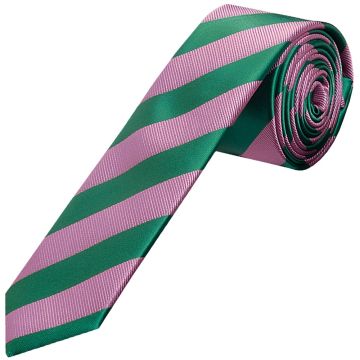 Pink and Green Striped Skinny Men's Tie