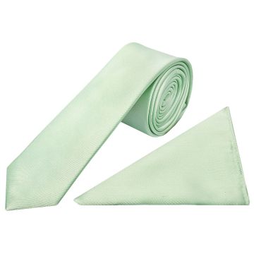 Pale Mint Satin Skinny Mens Tie and Pocket Square Set