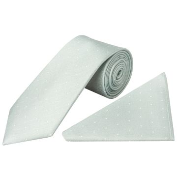 Duck Egg with White Spot Silk Classic Tie and Pocket Square
