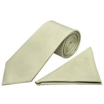 Plain Sage Green Silk Classic Men's Tie and Pocket Square Set