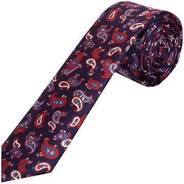 Navy with Red Mini Paisley Skinny Men's Tie