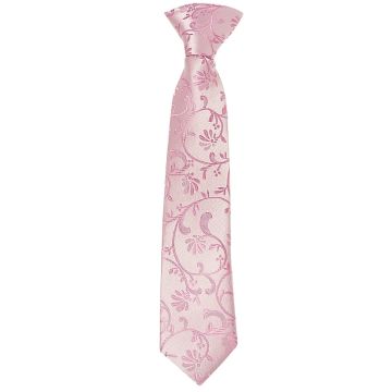 Pre Tied Dusty Pink Floral Boys Tie Age 4-7