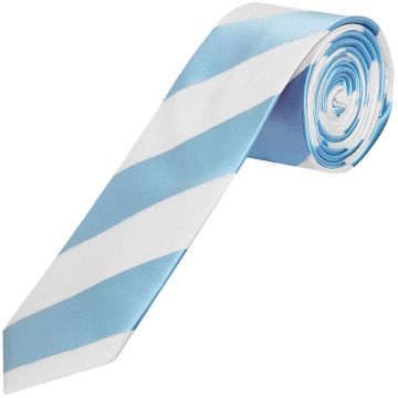 Sky Blue and White Striped Skinny Boys Tie