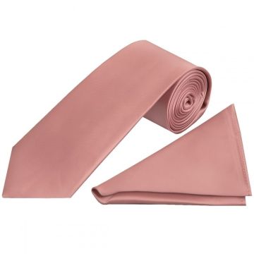 Rose Gold Satin Classic Men's Tie and Pocket Square Set